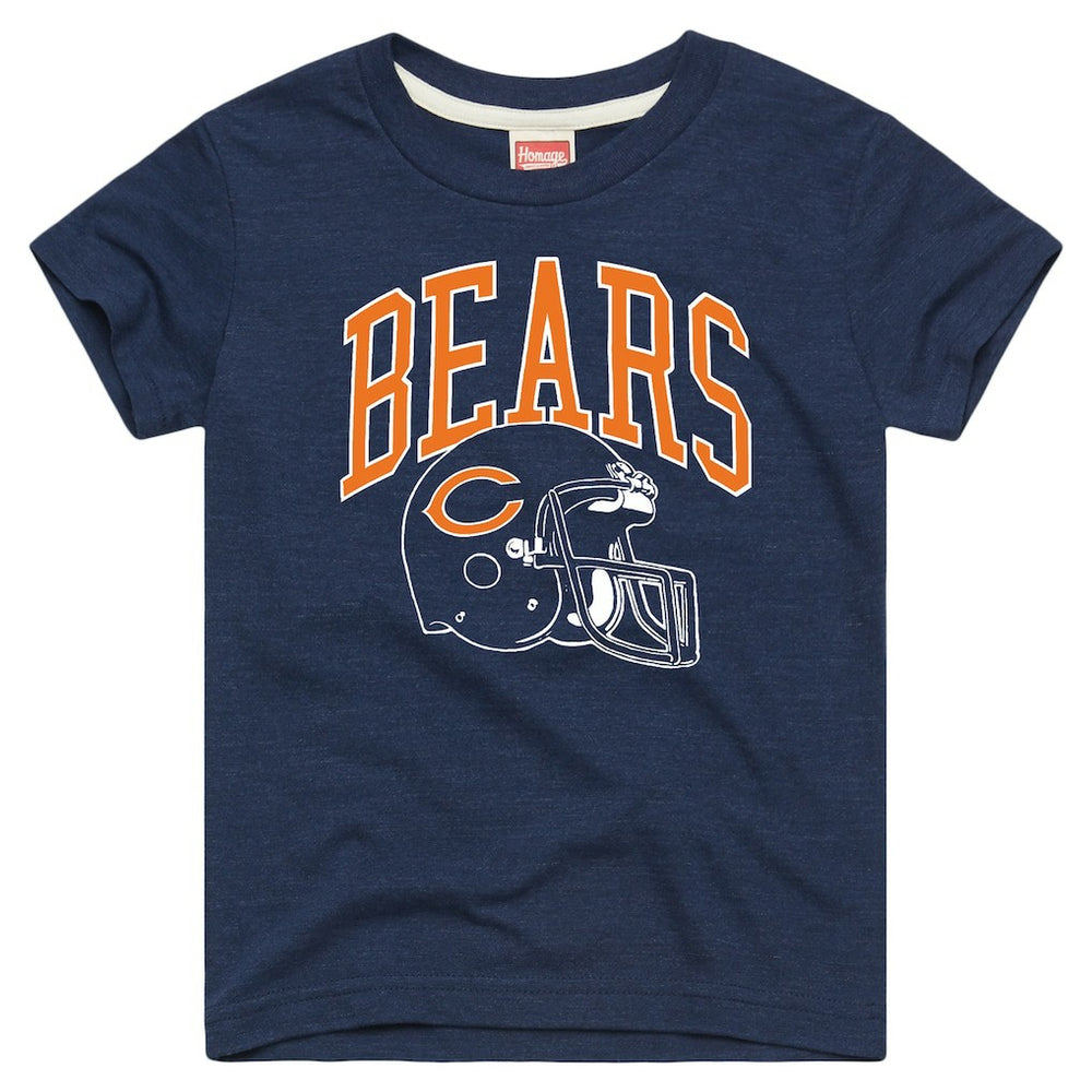 Chicago Bears Homage Youth Helmet Retro Tri-Blend T-Shirt - Navy - NFL