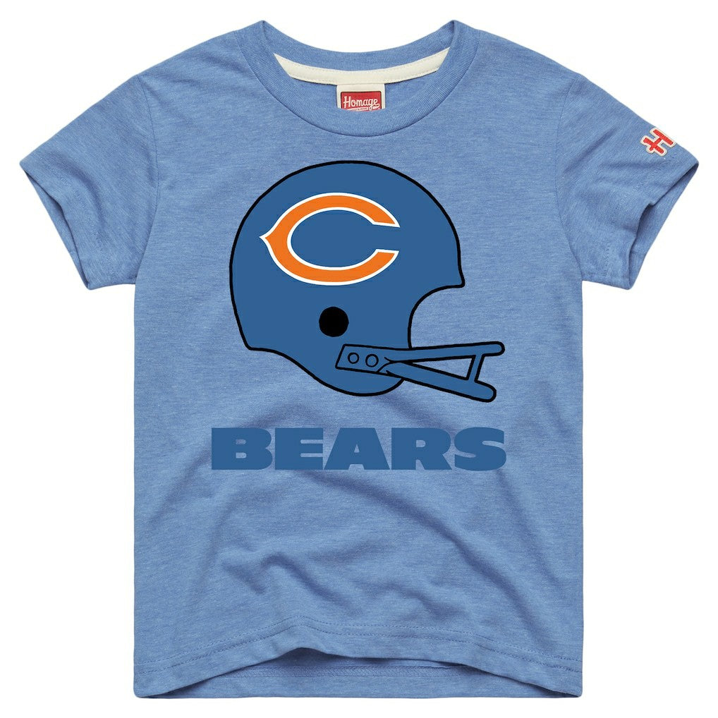 Chicago Bears Homage Youth Big Helmet Tri-Blend T-Shirt - Light Blue - NFL