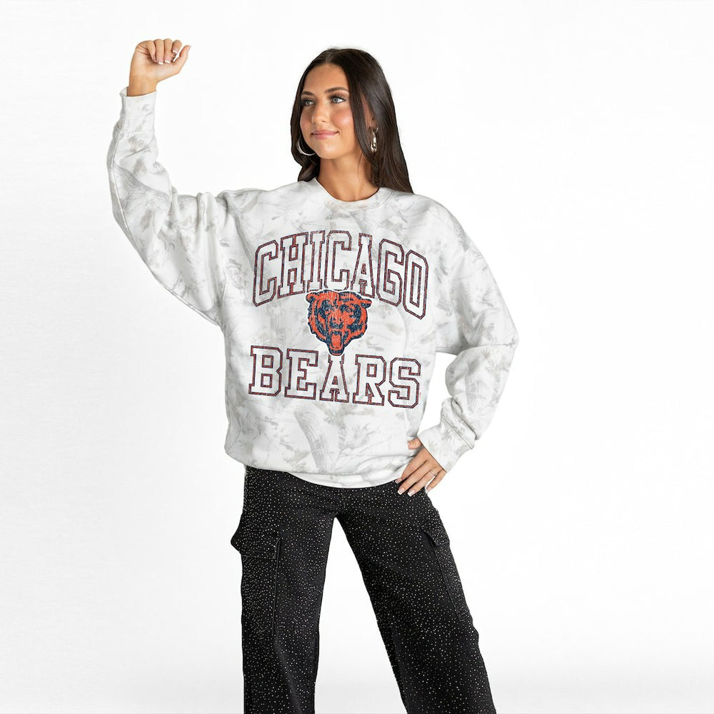 Chicago Bears Gameday Couture Women's Whiteout Oversized Premium Fleece Sweatshirt - Arctic Camo - NFL