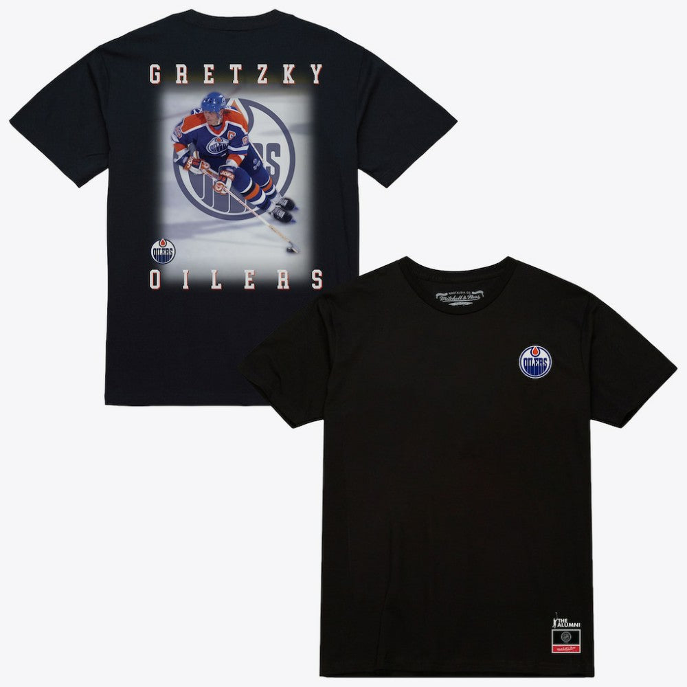 Wayne Gretzky Edmonton Oilers Mitchell & Ness Photo T-Shirt - Black | NHL Lifestyle