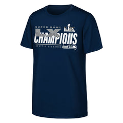 Seattle Seahawks Youth Super Bowl LX Champions Iconic Victory T-Shirt - College Navy - Fanatics