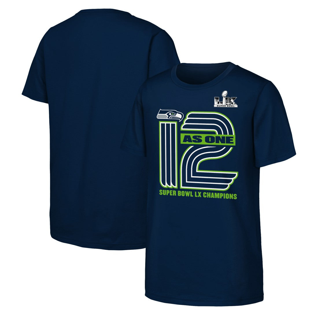 Seattle Seahawks Youth Super Bowl LX Champions Hometown Collection T-Shirt - College Navy - Fanatics