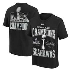 Seattle Seahawks Youth Super Bowl LX Champions Locker Room Trophy Collection Authentic T-Shirt - Black - Nike