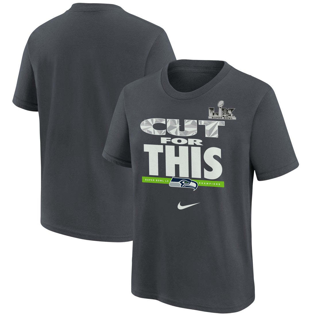 Seattle Seahawks Youth Super Bowl LX Champions Parade T-Shirt - Charcoal - Nike