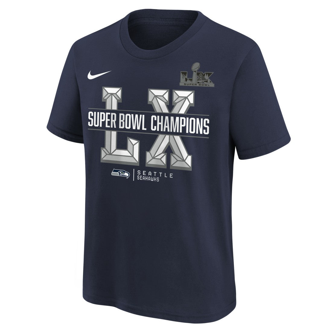 Seattle Seahawks Youth Super Bowl LX Champions T-Shirt - College Navy - Nike