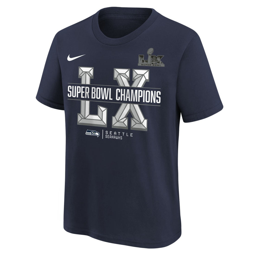 Seattle Seahawks Youth Super Bowl LX Champions T-Shirt - College Navy - Nike
