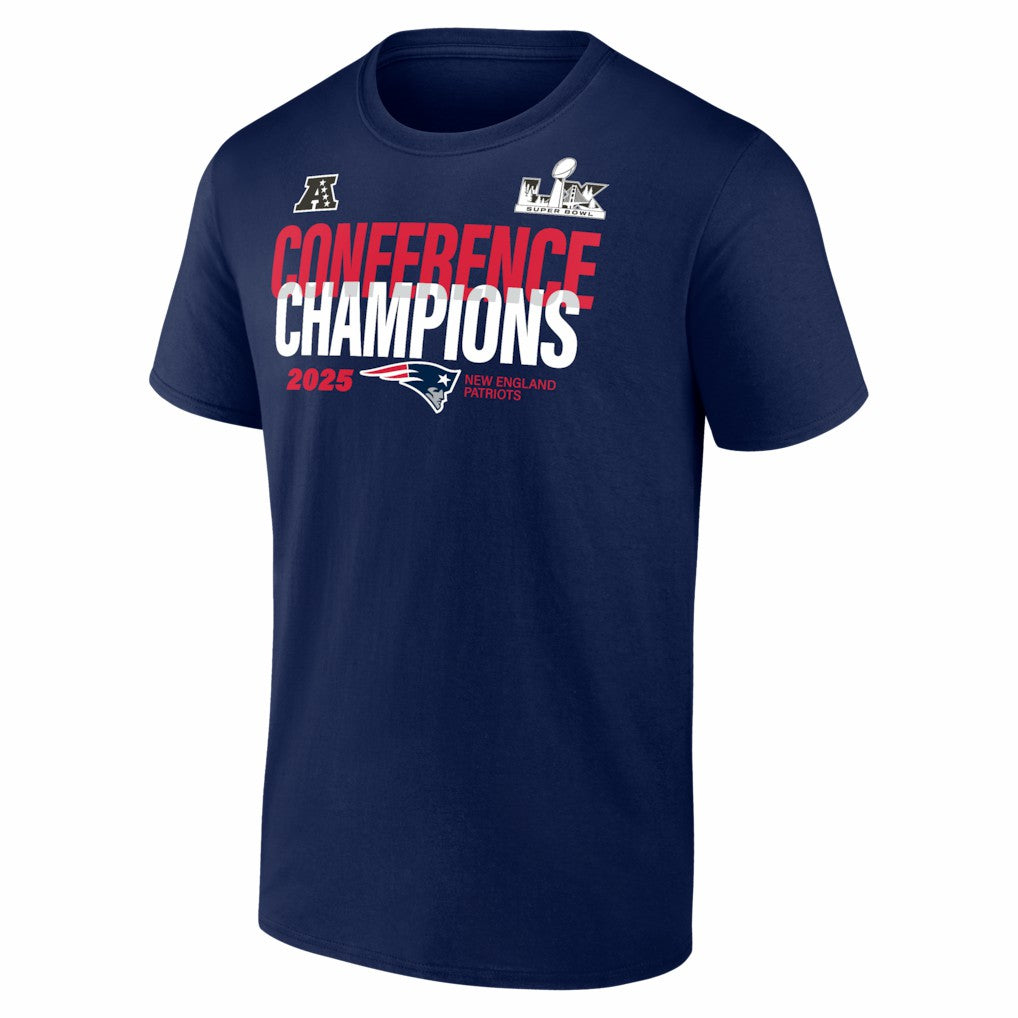 New England Patriots 2025 AFC Champions Big & Tall Right Side Draw T-Shirt - Navy - Fanatics