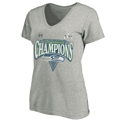 Seattle Seahawks Women's 2025 NFC Champions Plus Size Hail Mary Tri-Blend V-Neck T-Shirt - Heather Gray - Fanatics