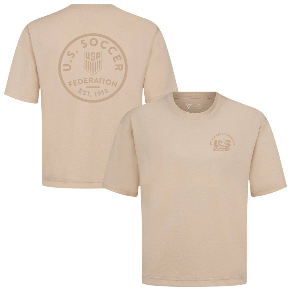USMNT Levelwear Luxe Signature Knit Transit Tonal T-Shirt Khaki