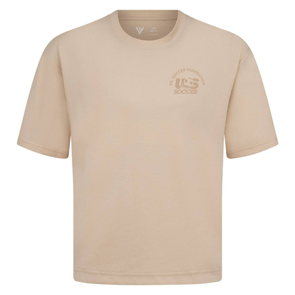 USMNT Levelwear Luxe Signature Knit Transit Tonal T-Shirt Khaki