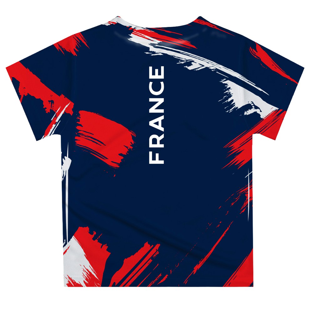 France National Team Vive La Fete Youth Paint Brush T-Shirt Navy