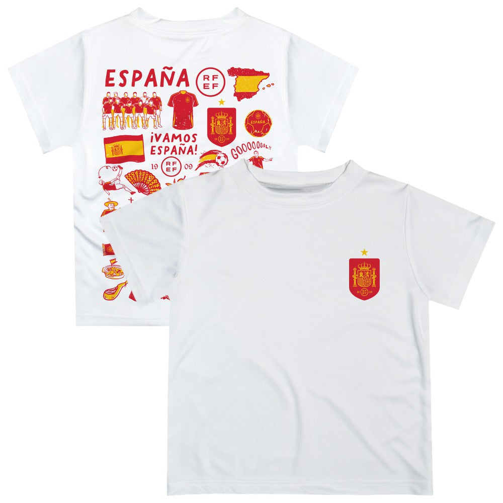 Spain National Team Vive La Fete Youth Impressions Artwork T-Shirt White