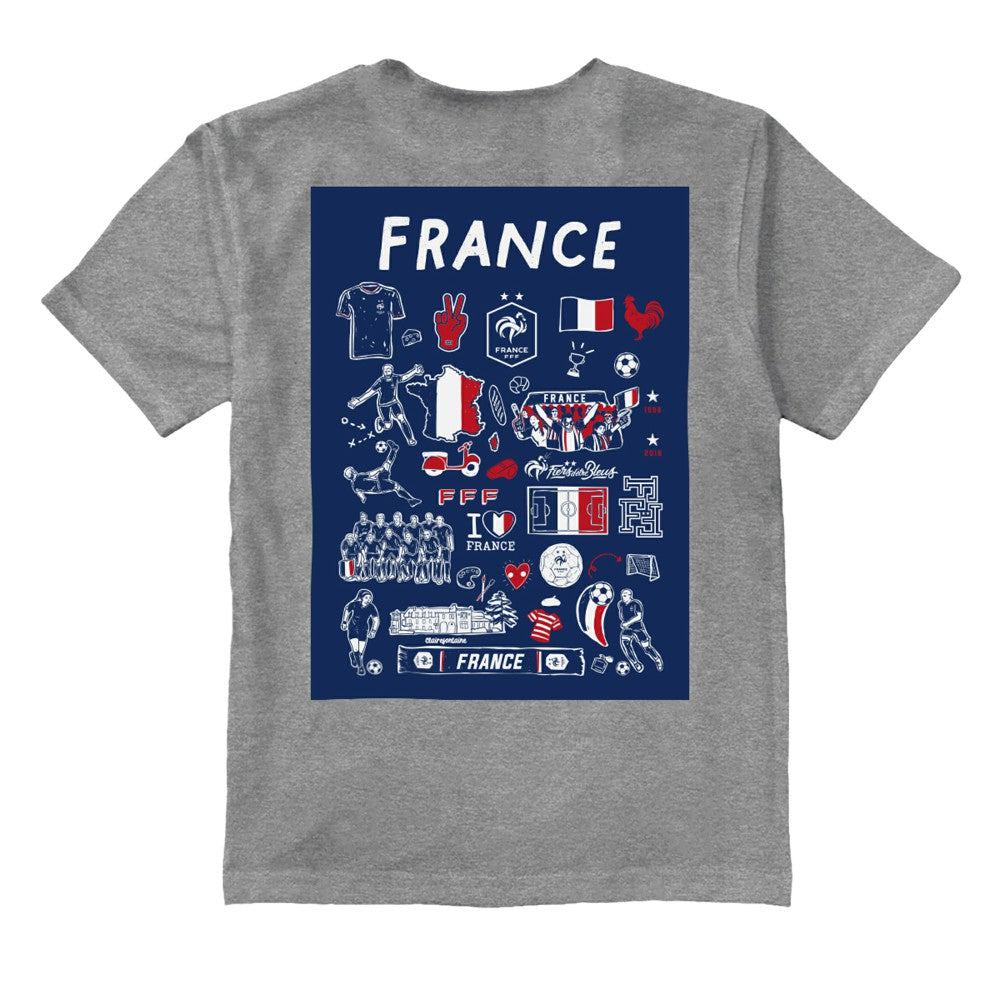 France National Team Vive La Fete Youth Impressions Artwork T-Shirt Gray