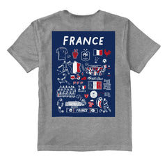 France National Team Vive La Fete Youth Impressions Artwork T-Shirt Gray