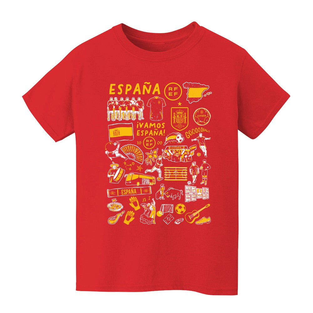 Spain National Team Vive La Fete Youth Impressions Artwork T-Shirt Red