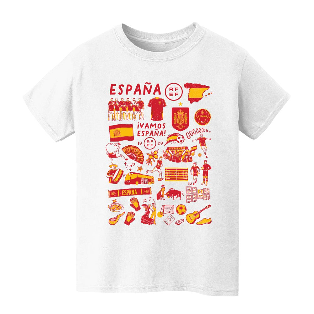 Spain National Team Vive La Fete Youth Impressions Artwork T-Shirt White