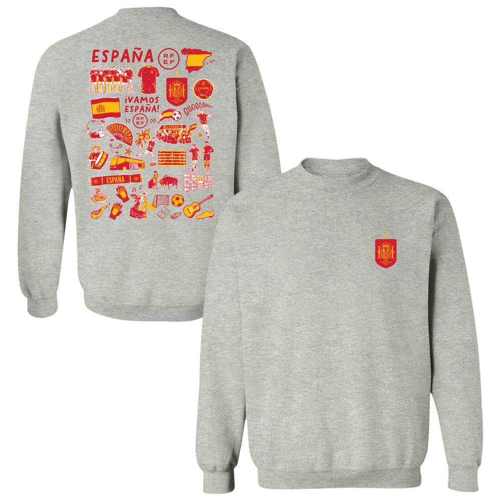Spain National Team Vive La Fete Women's Impressions Artwork Sweatshirt Gray