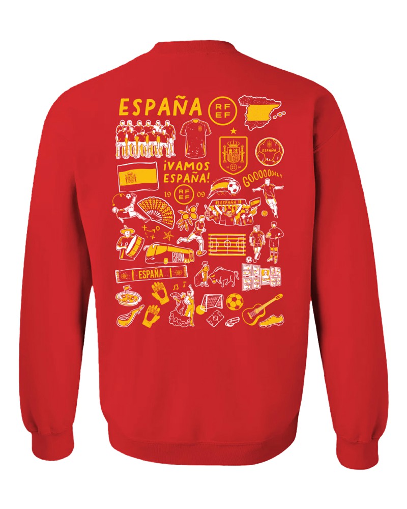 Spain National Team Vive La Fete Women's Impressions Artwork Sweatshirt Red