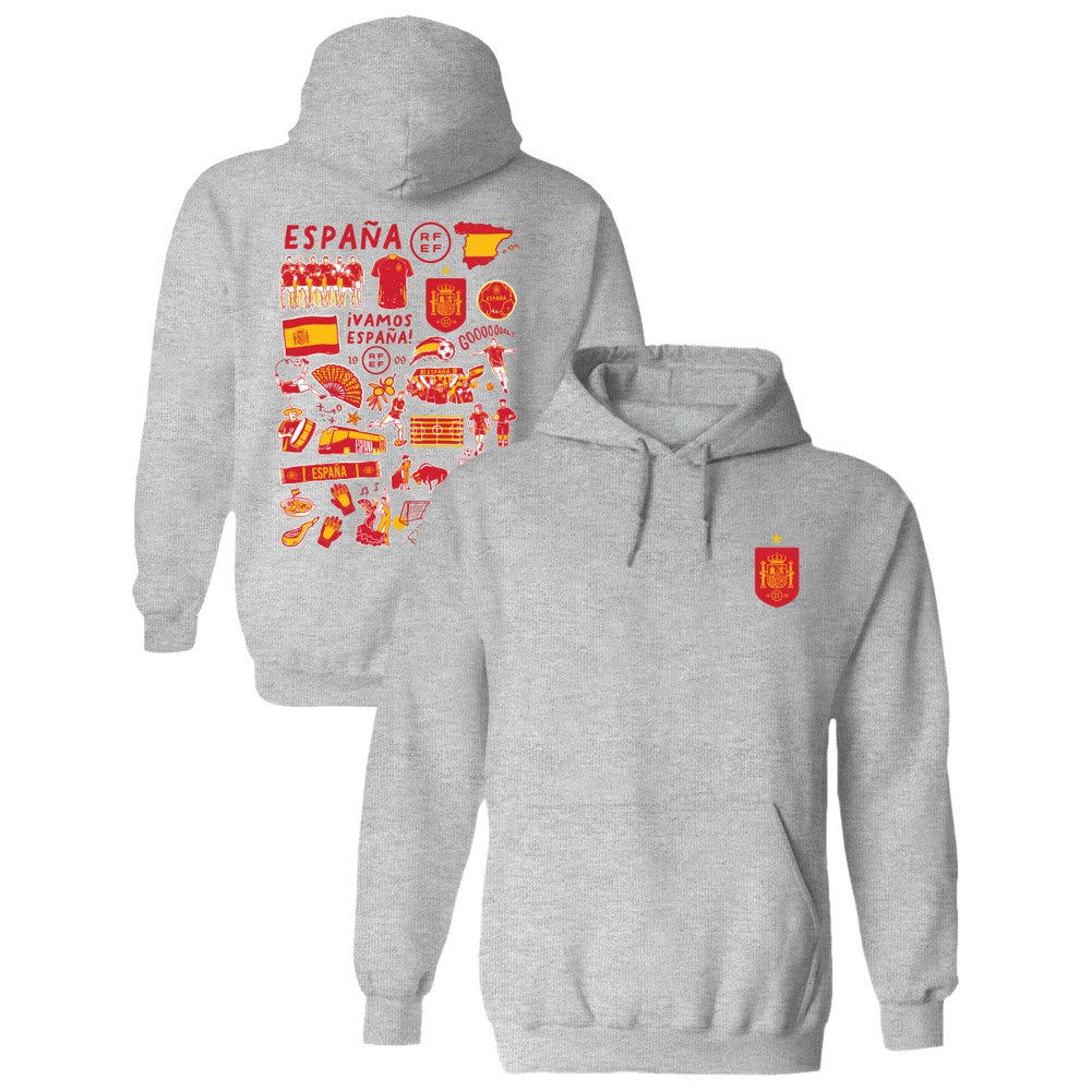 Spain National Team Vive La Fete Women's Impressions Artwork Hoodie Gray