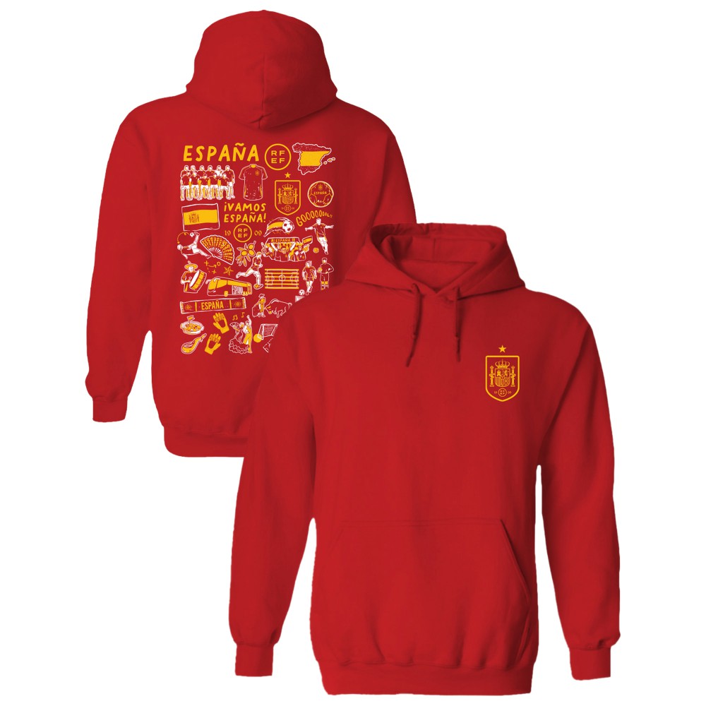 Spain National Team Vive La Fete Women's Impressions Artwork Hoodie Red