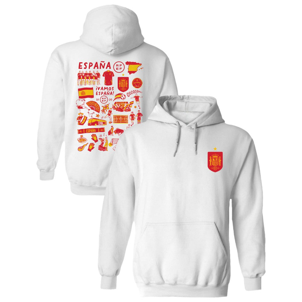 Spain National Team Vive La Fete Women's Impressions Artwork Hoodie White