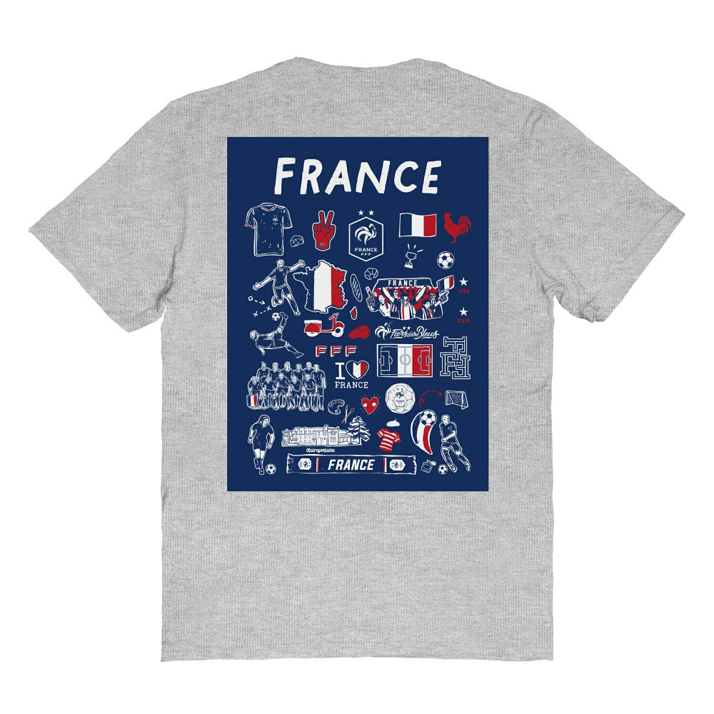 France National Team Vive La Fete Women's Impressions Artwork Fitted T-Shirt Gray