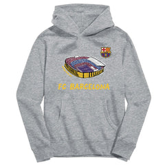 Barcelona Vive La Fete Youth Stadium Style Hoodie Gray
