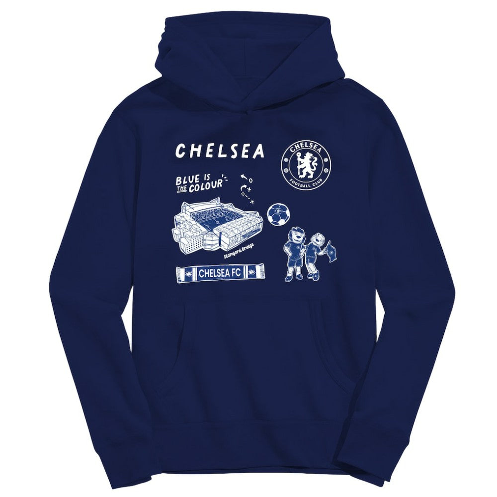 Chelsea Vive La Fete Youth Impressions Icons Hoodie Navy