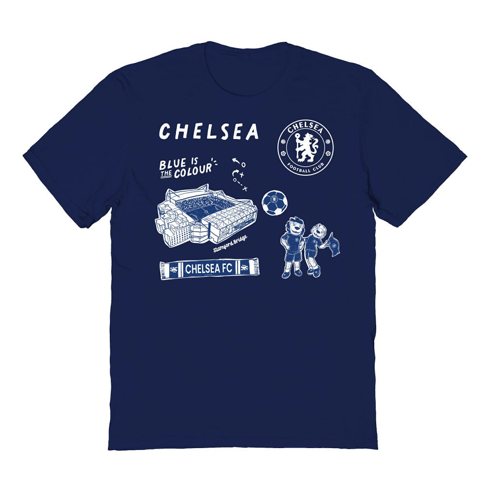 Chelsea Vive La Fete Youth Impressions Icons T-Shirt Navy