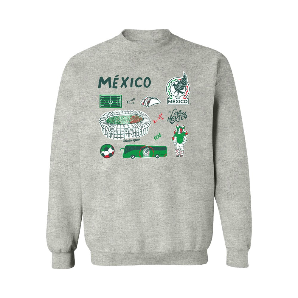 Mexico National Team Vive La Fete Women's Impressions Icons Sweatshirt Gray