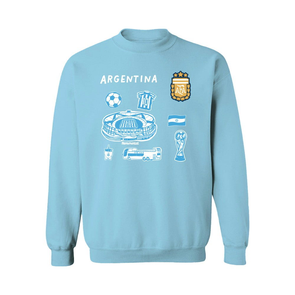 Argentina National Team Vive La Fete Women's Impressions Icons Sweatshirt Light Blue