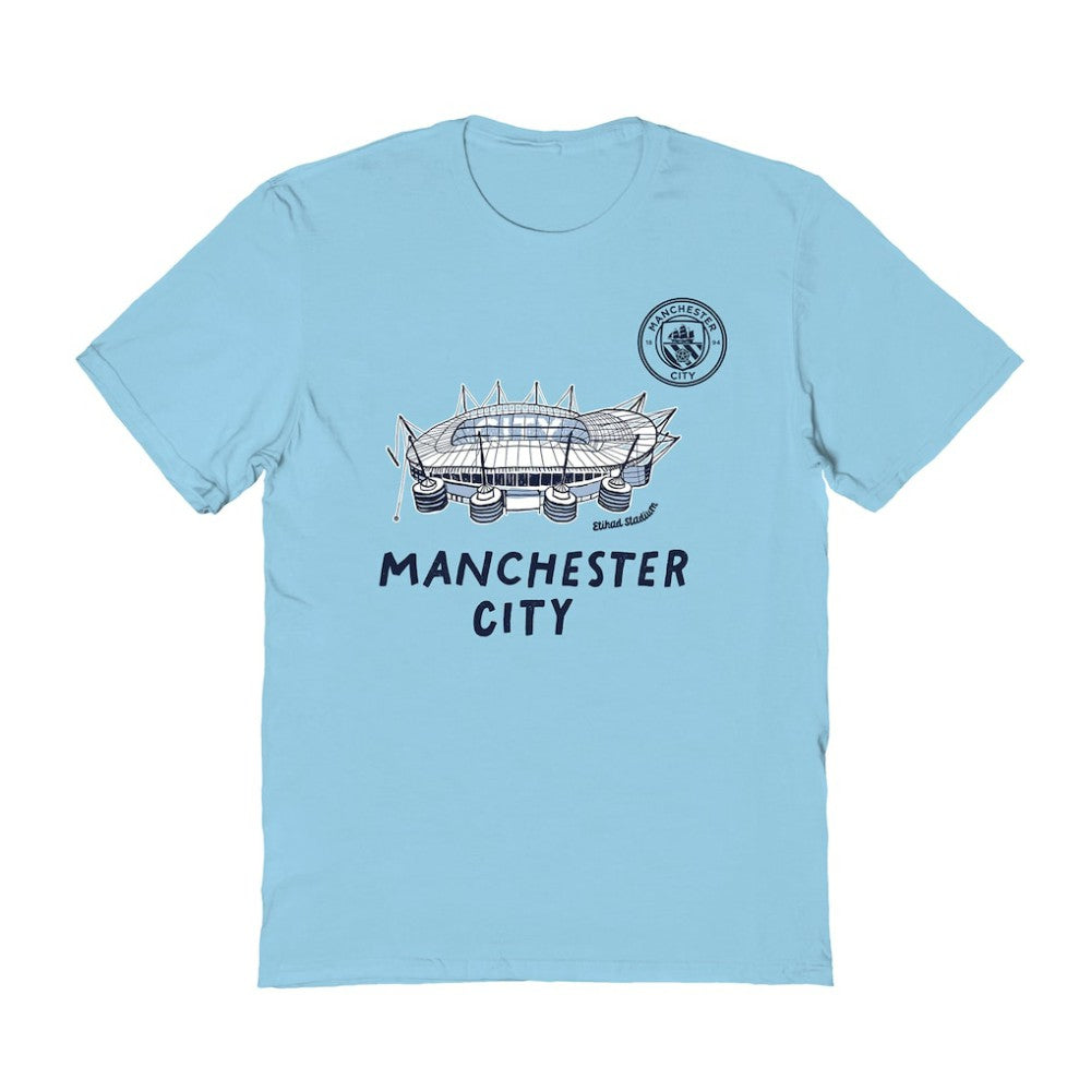 Manchester City Vive La Fete Women's Stadium Style T-Shirt Light Blue