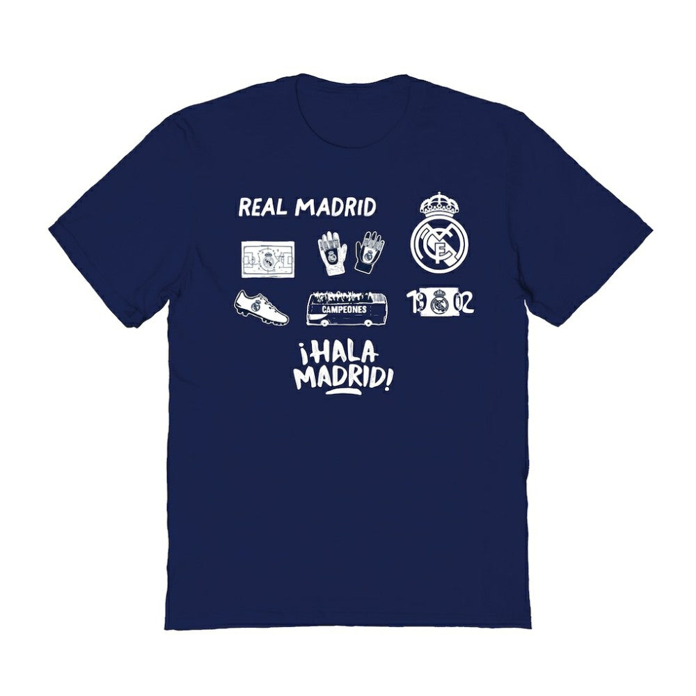 Real Madrid Vive La Fete Women's Impressions Icons T-Shirt Navy