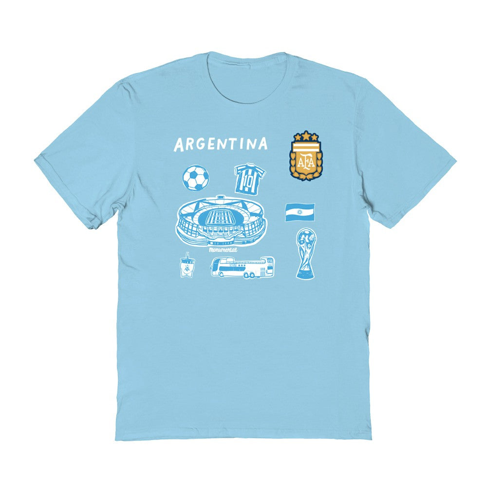 Argentina National Team Vive La Fete Women's Impressions Icons T-Shirt Light Blue
