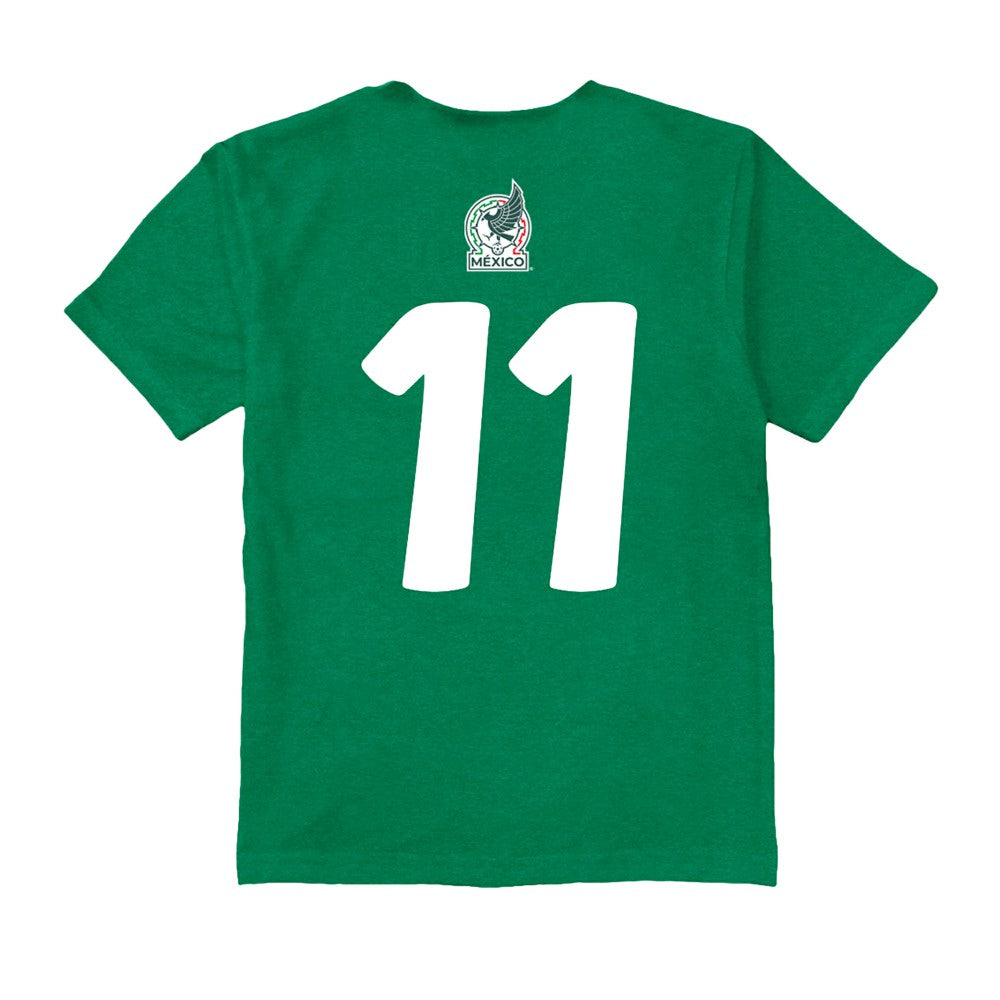 Santiago Gimenez Mexico National Team Vive La Fete Youth Player Name & Number Color Badge T-Shirt Green