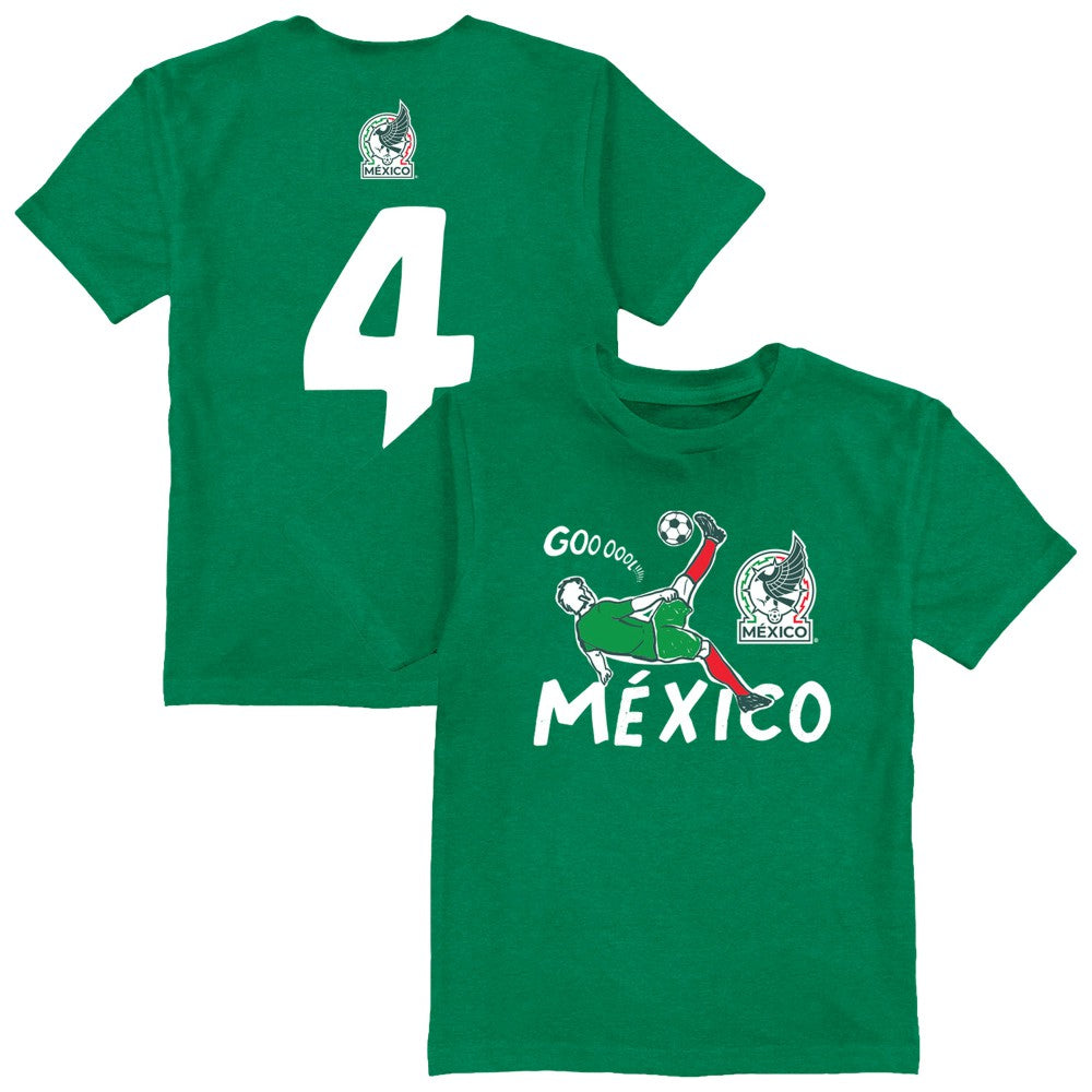 Edson Álvarez Mexico National Team Vive La Fete Youth Player Name & Number Chilena Style T-Shirt Green