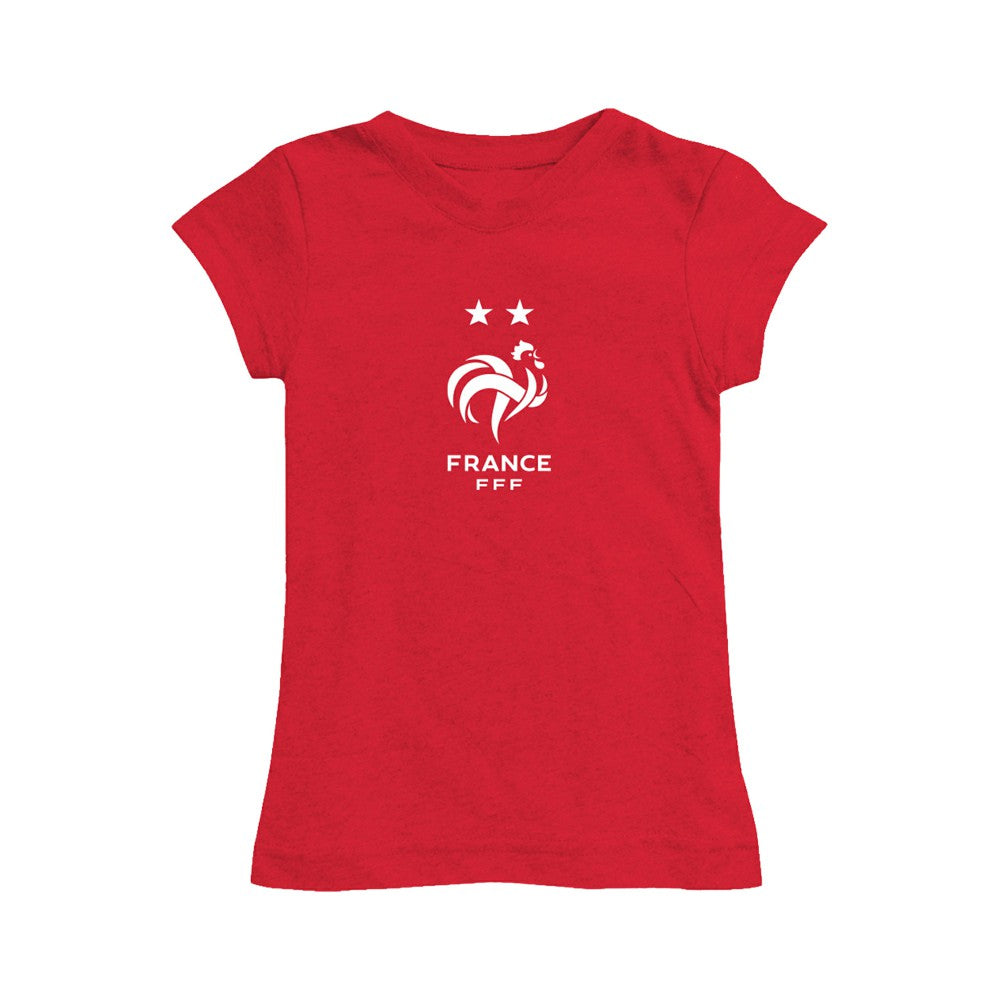 France National Team Vive La Fete Girls Youth Color Badge Fitted T-Shirt Red