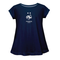 France National Team Vive La Fete Girls Youth Color Badge A-Line Top Navy