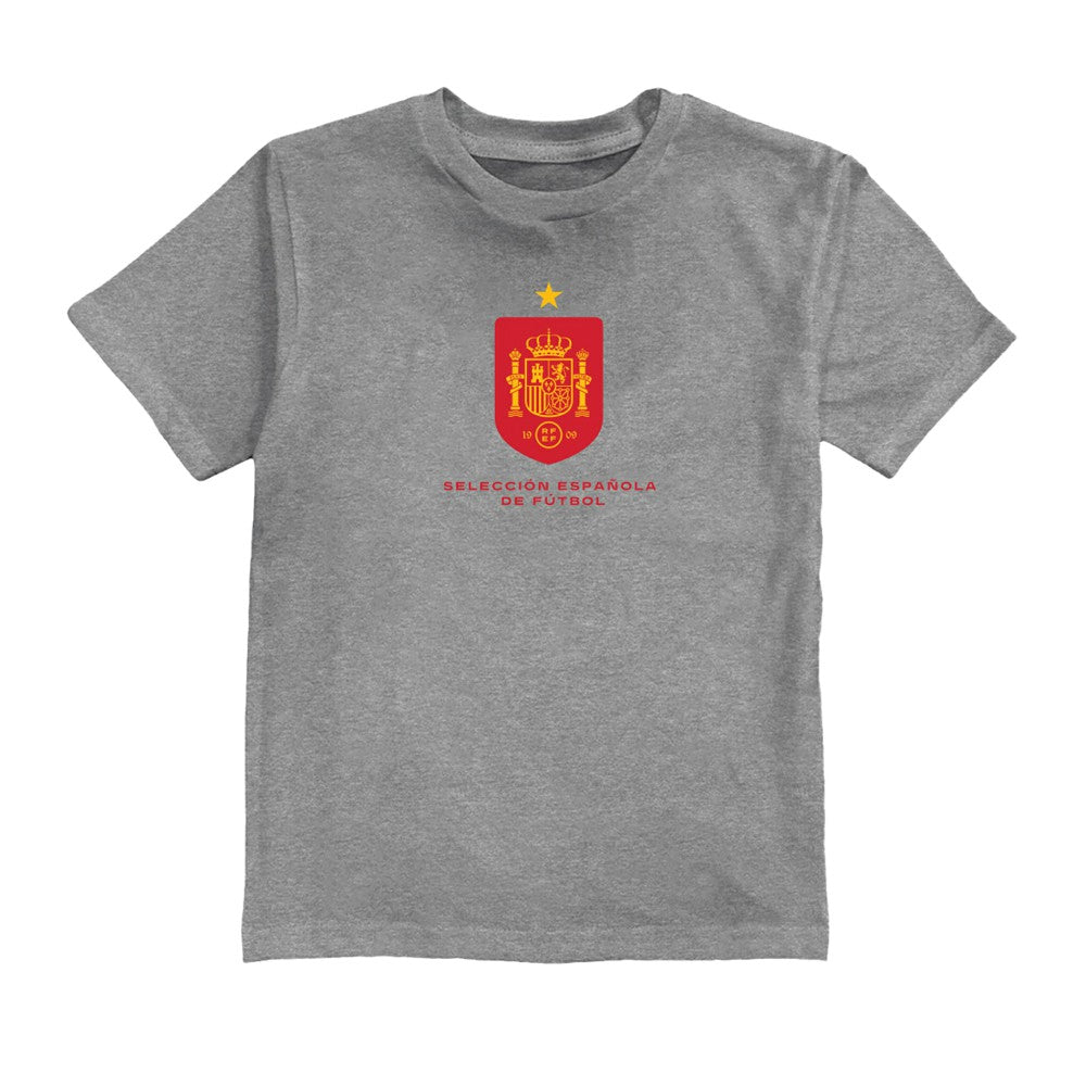 Spain National Team Vive La Fete Youth Color Badge T-Shirt Gray