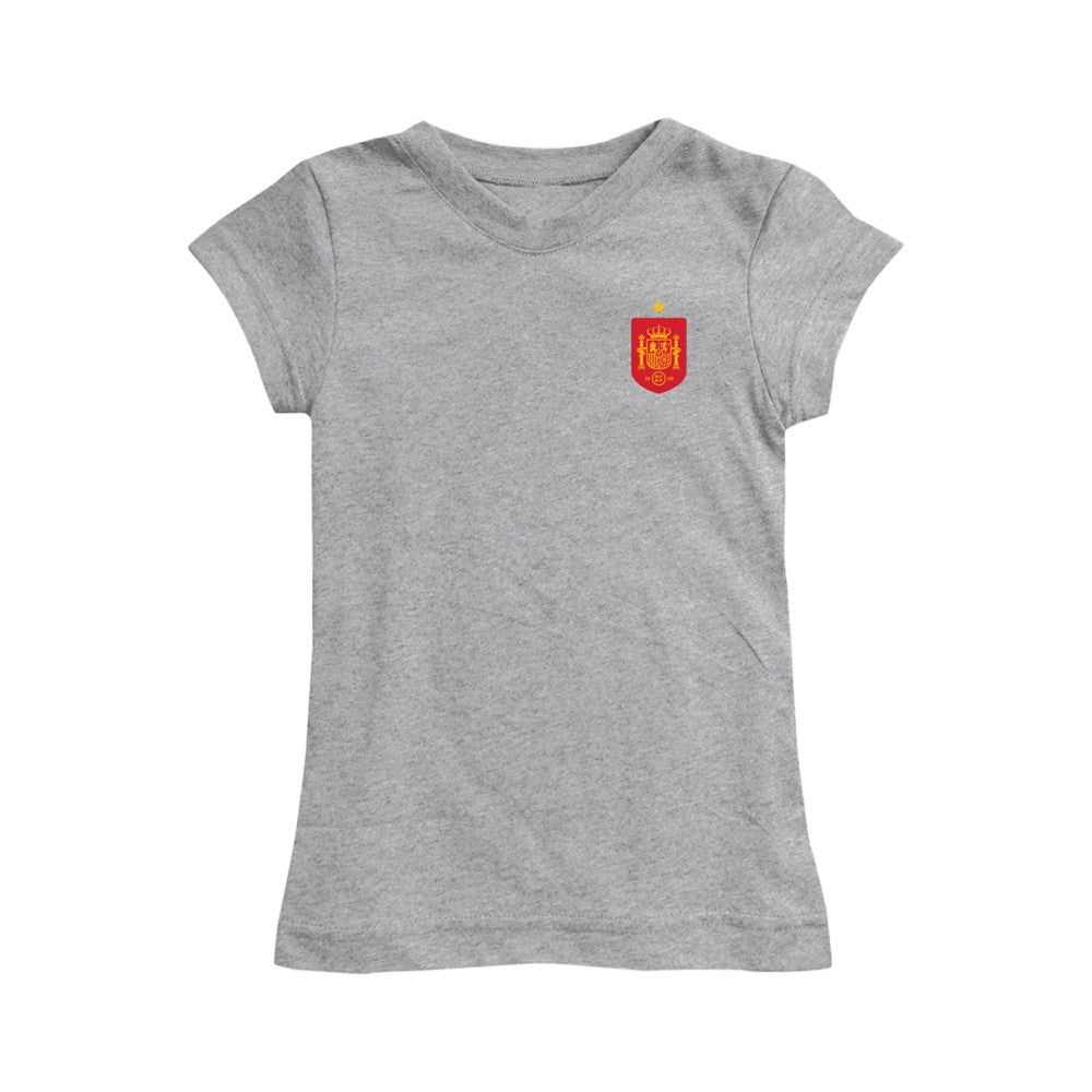 Spain National Team Vive La Fete Girls Youth Impressions Artwork Fitted T-Shirt Gray