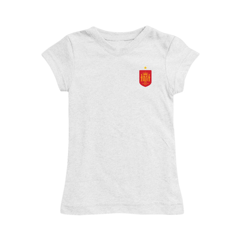 Spain National Team Vive La Fete Girls Youth Impressions Artwork Fitted T-Shirt White