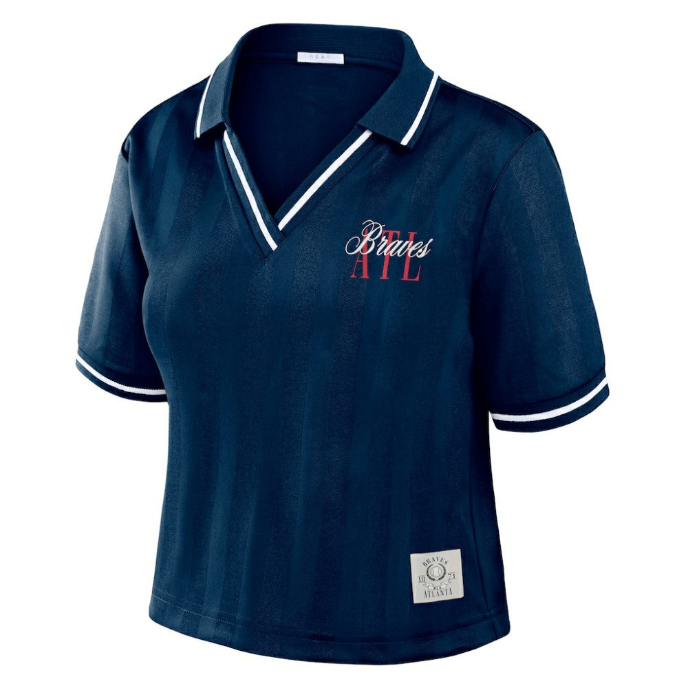 Atlanta Braves WEAR by Erin Andrews Women's Cropped Polo Sale