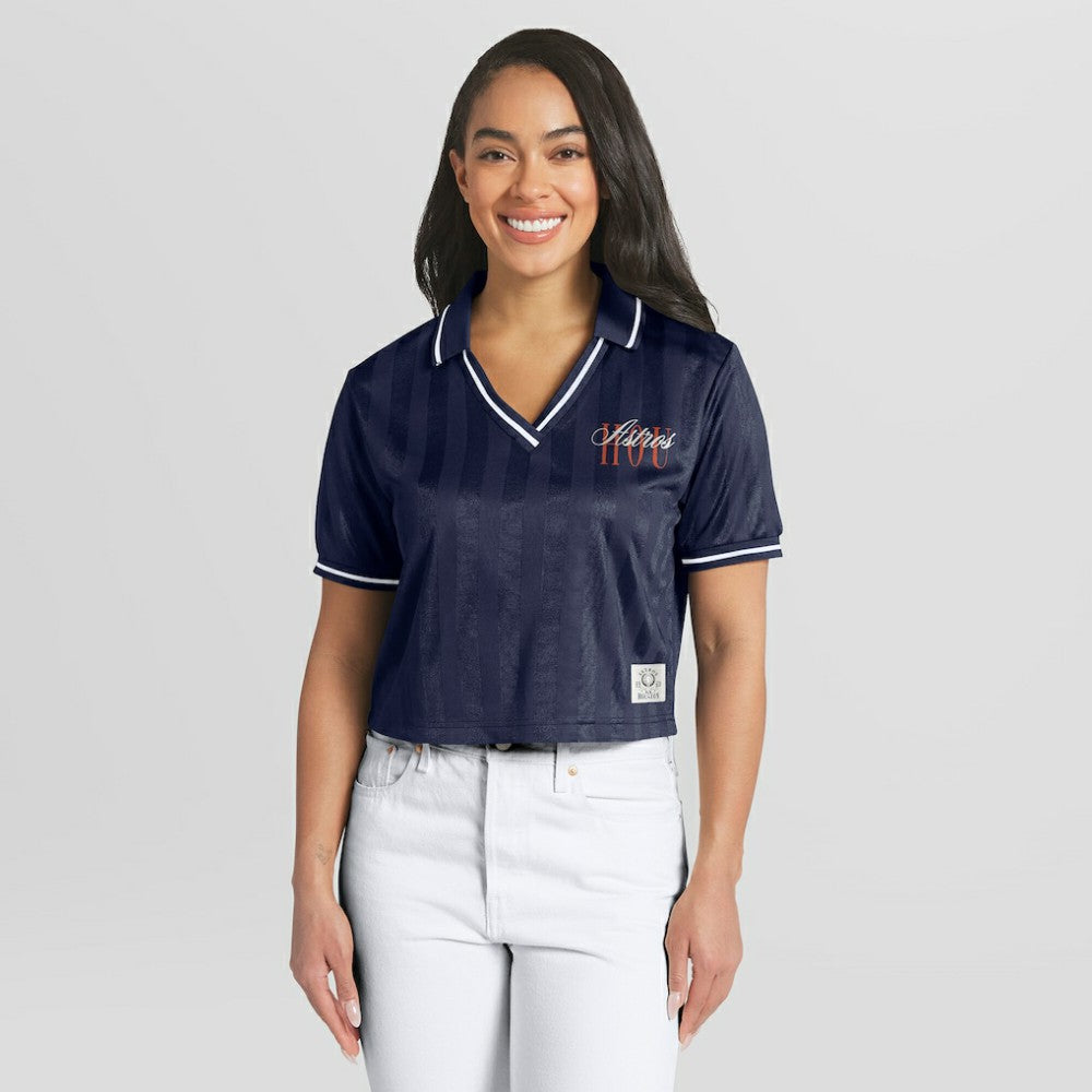 Houston Astros WEAR by Erin Andrews Women's Cropped Polo Discount