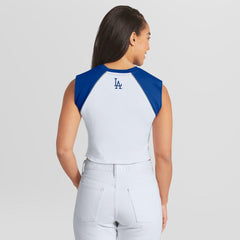 Los Angeles Dodgers WEAR by Erin Andrews Women's Cooperstown Cropped Raglan Tank Top for sale