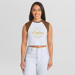 San Diego Padres WEAR by Erin Andrews Women's Cooperstown Cropped Raglan Tank Top Near Me
