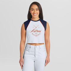 Houston Astros WEAR by Erin Andrews Women's Cooperstown Cropped Raglan Tank Top for sale