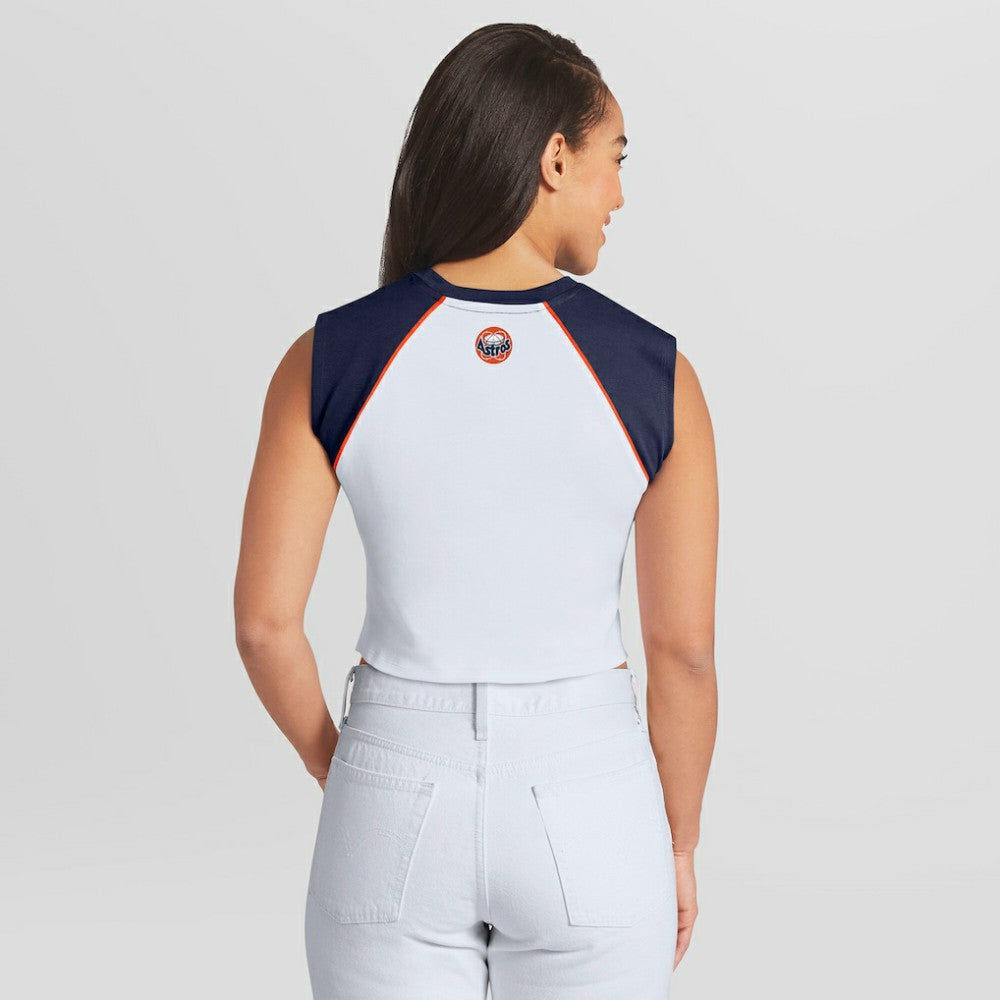 Houston Astros WEAR by Erin Andrews Women's Cooperstown Cropped Raglan Tank Top for sale