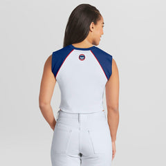 Chicago Cubs WEAR by Erin Andrews Women's Cooperstown Cropped Raglan Tank Top Discount