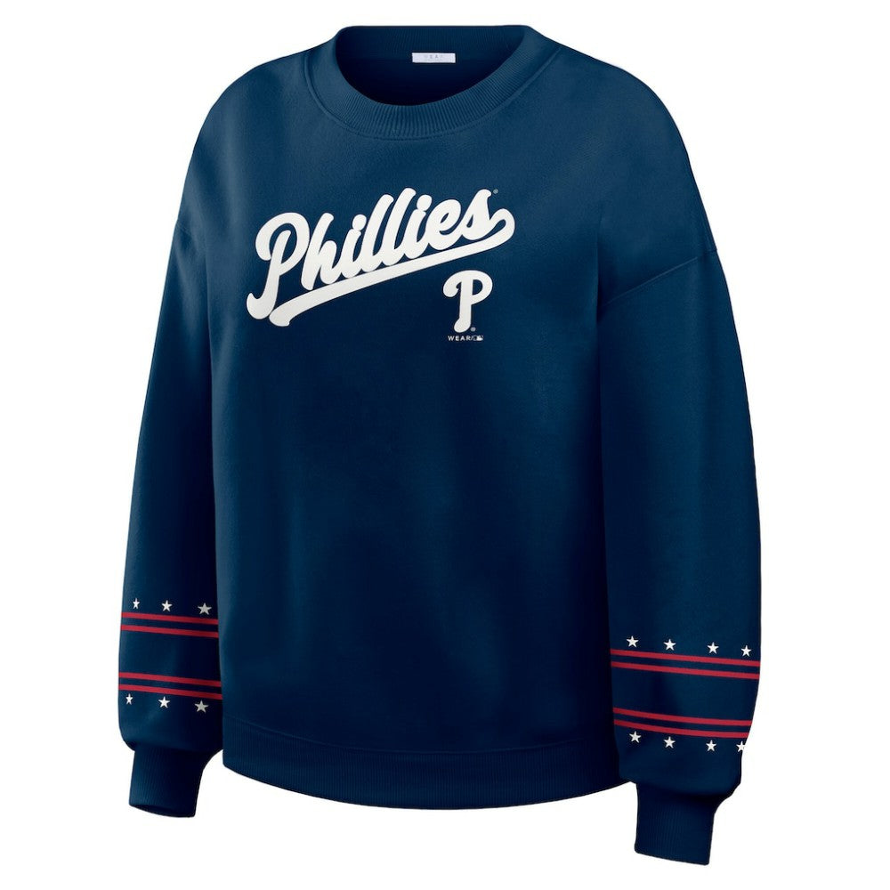Philadelphia Phillies WEAR by Erin Andrews Women's Americana Heavyweight Fleece Sweatshirt Discount
