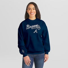 Atlanta Braves WEAR by Erin Andrews Women's Heavyweight Crew Neck Sweatshirt Discount